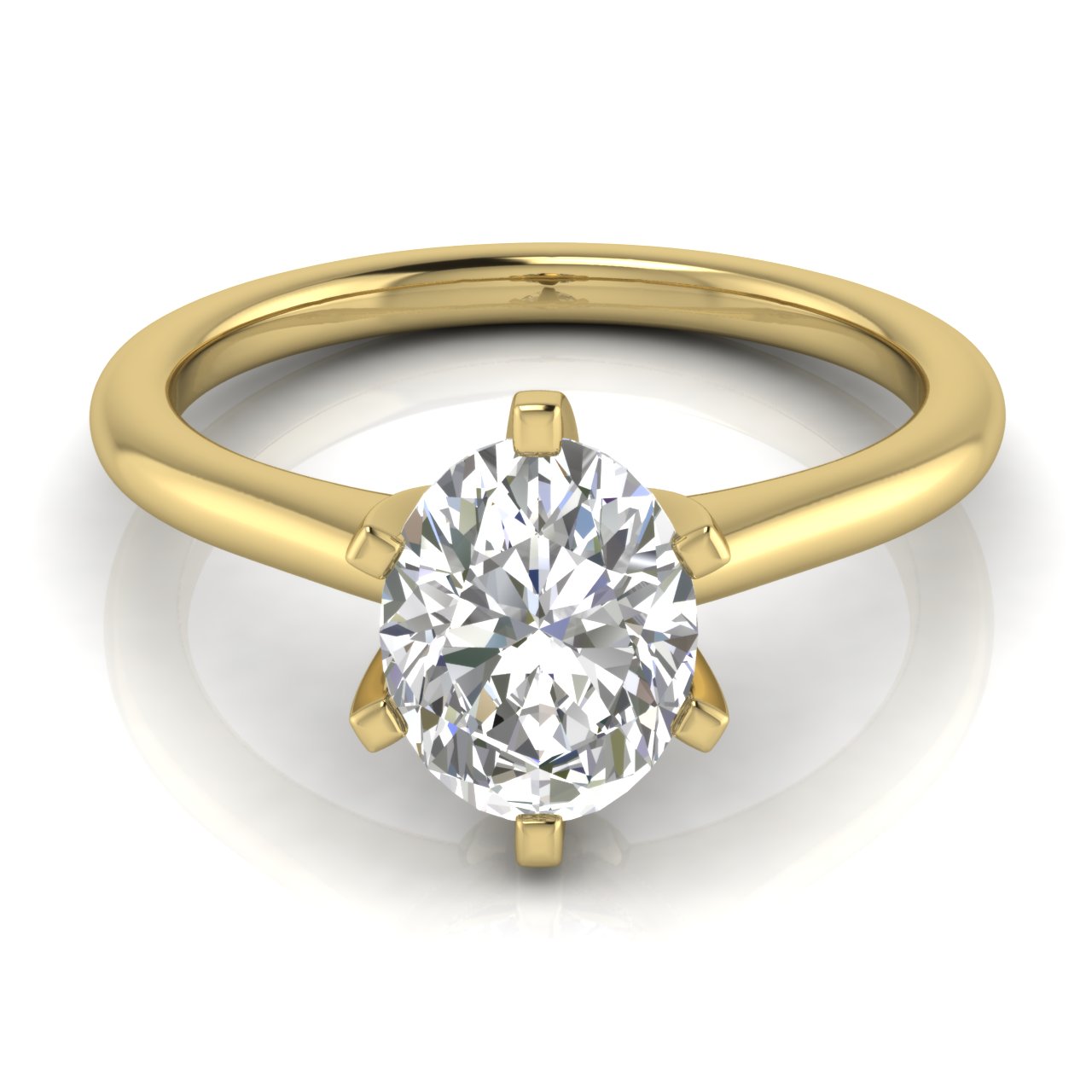 6 Prong Floating Oval Moissanite Engagement Ring