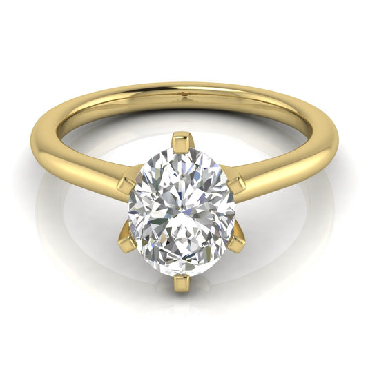 6 Prong Floating Oval Lab Diamond Engagement Ring