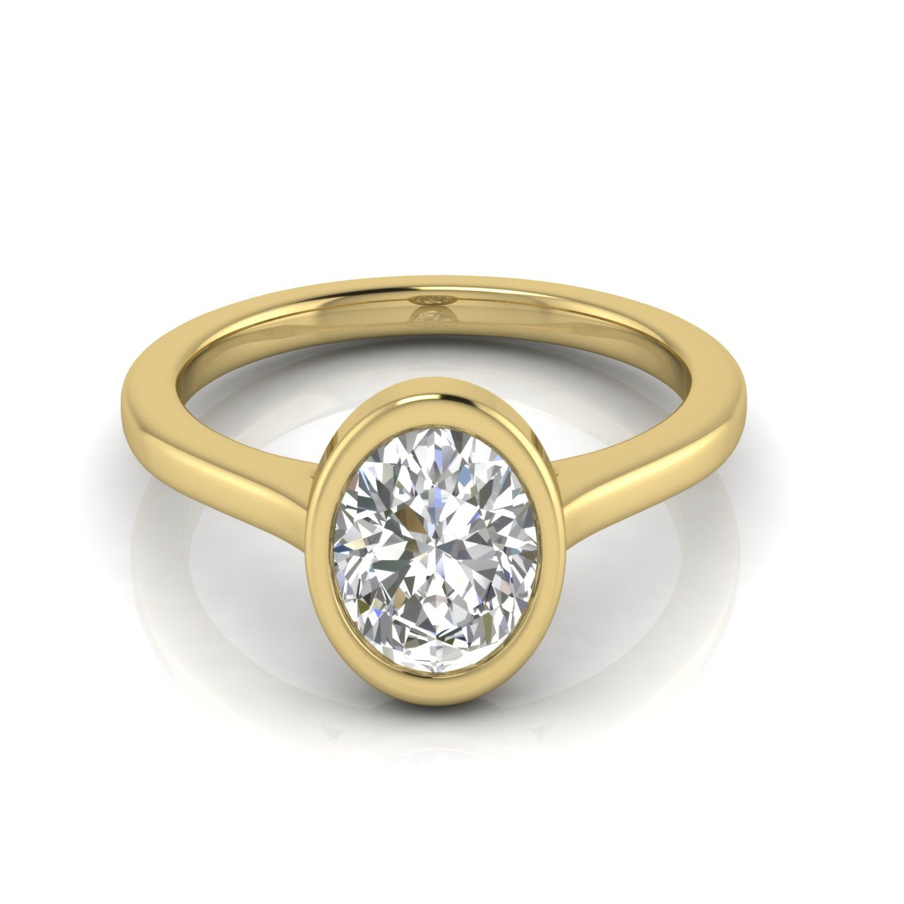 Floating Bezel Oval Lab Diamond Engagement Ring