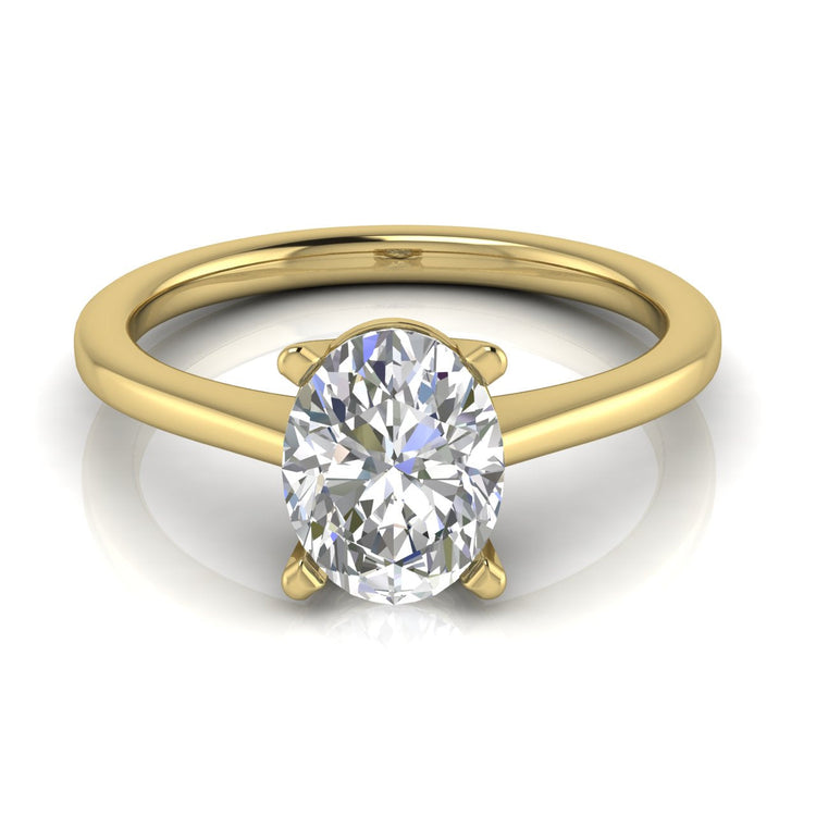 Basket Set Floating Oval Lab Diamond Engagement Ring