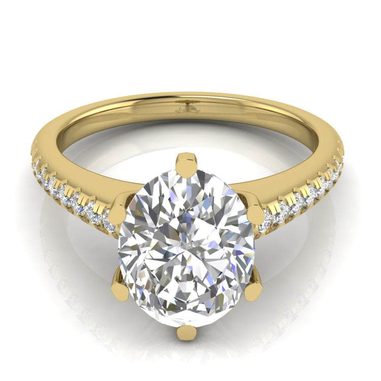 French Pave Oval Lab Diamond Engagement Ring