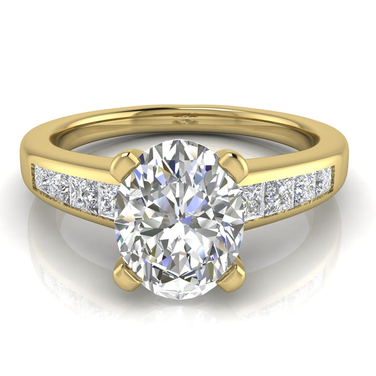 Princess Channel Set Oval Cut Moissanite Engagement Ring