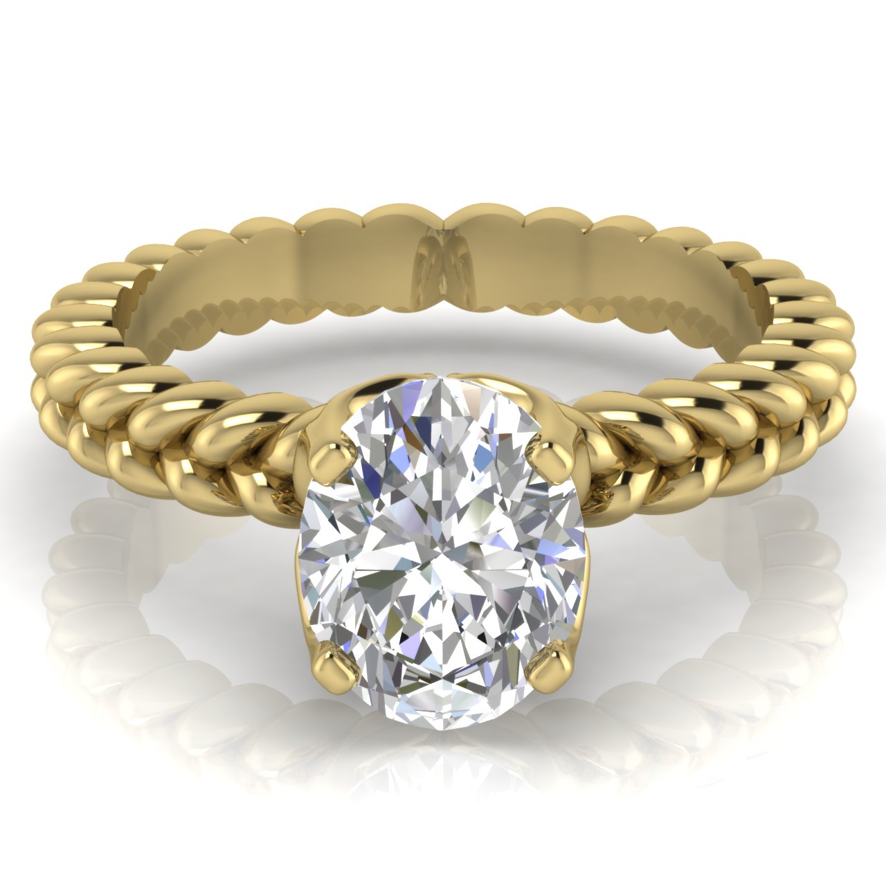 Rope Band Oval Lab Diamond Engagement Ring