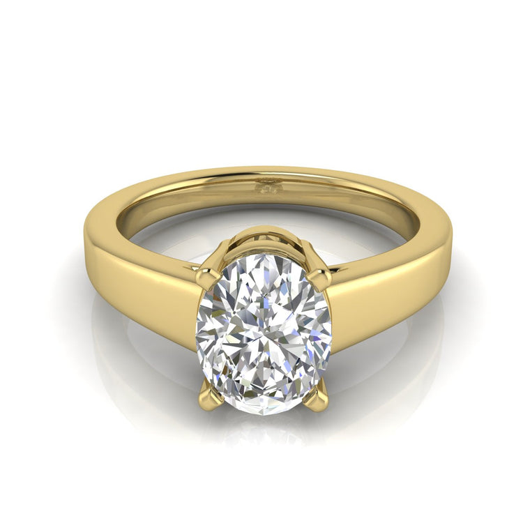 Wide Band Cathedral Oval Lab Diamond Engagement Ring