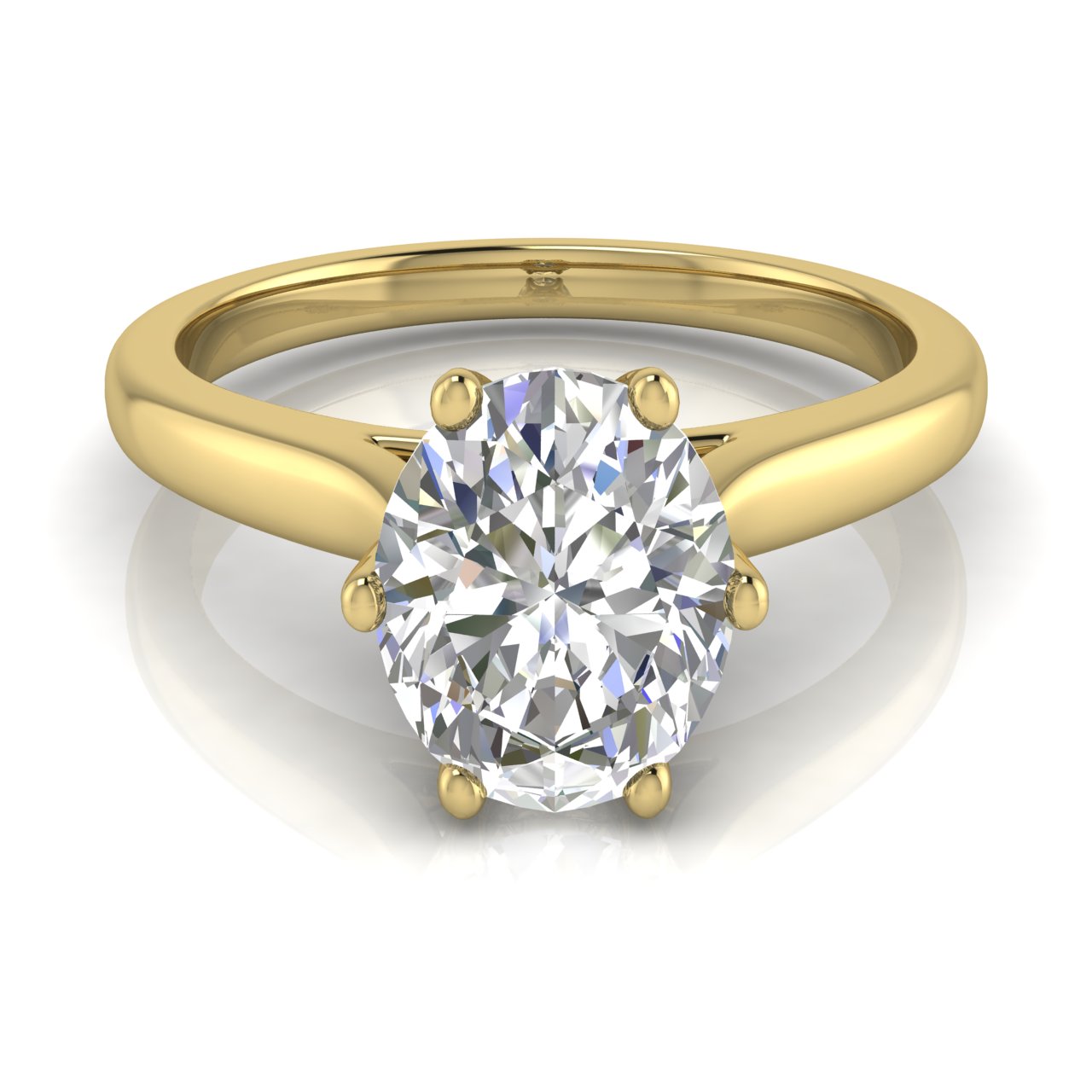 Crown Oval Cut Lab Diamond Engagement Ring