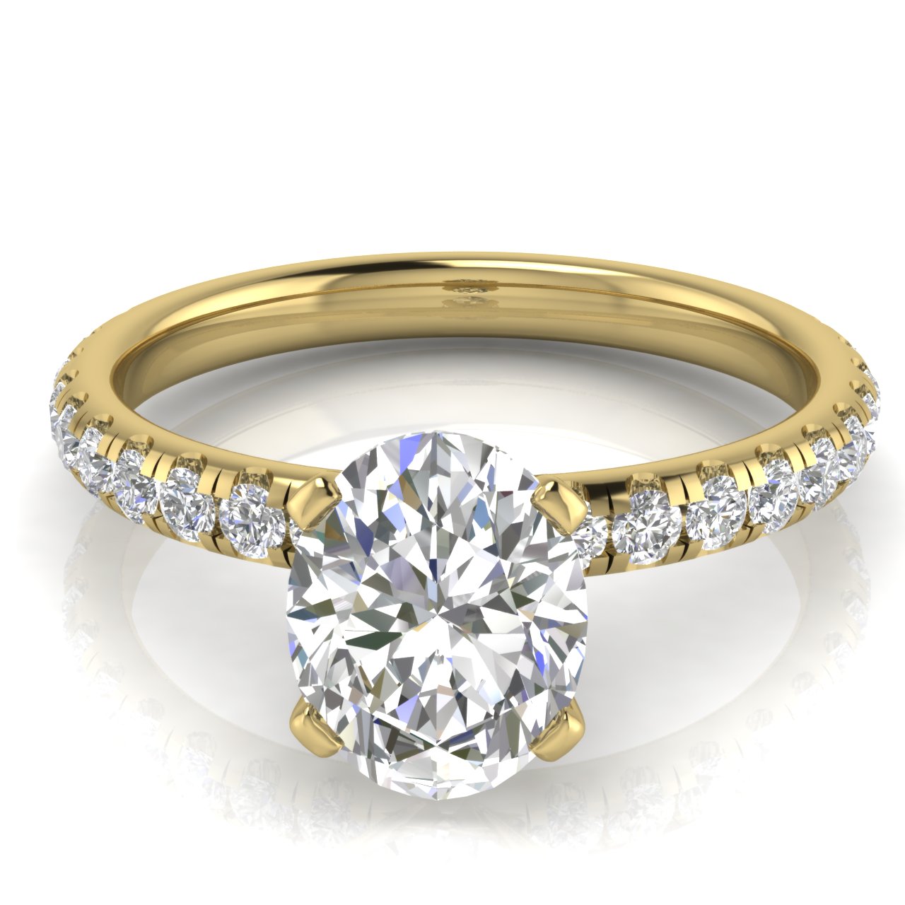 Classic Pave Oval Cut Moissanite Engagement Ring