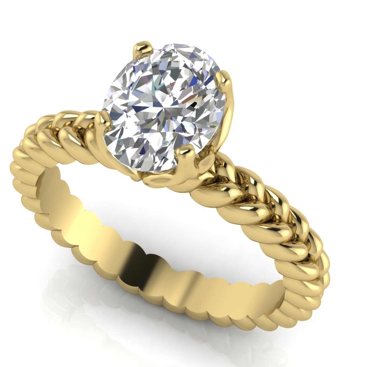 Rope Band Oval Lab Diamond Engagement Ring