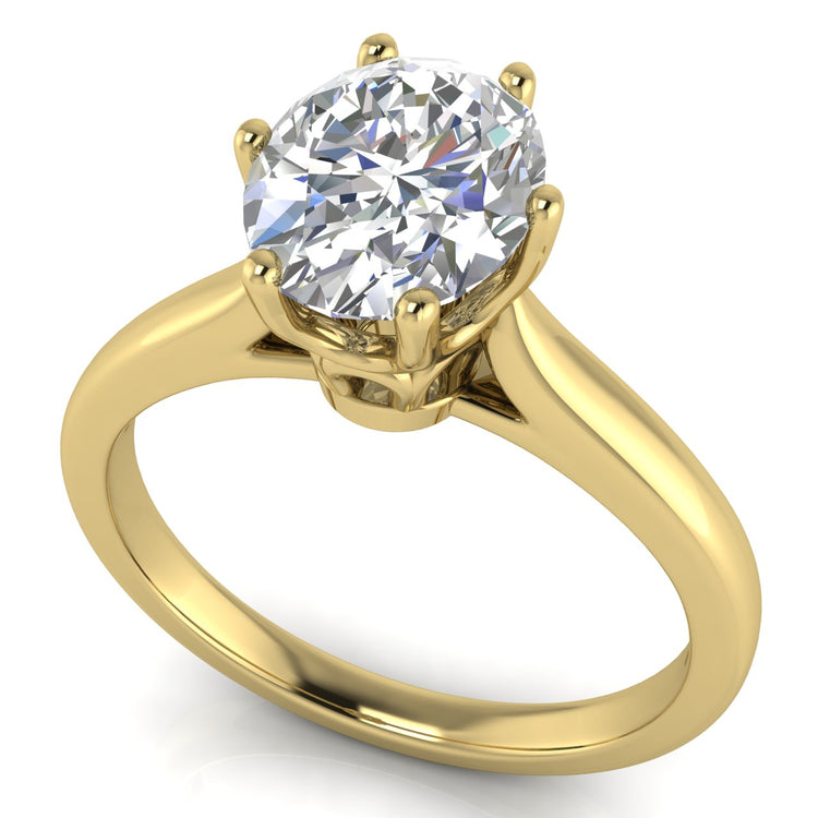 Crown Oval Cut Moissanite Engagement Ring