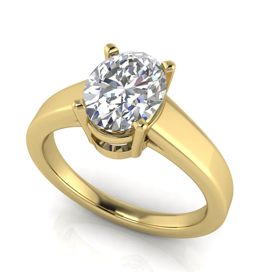 Wide Band Cathedral Oval Lab Diamond Engagement Ring