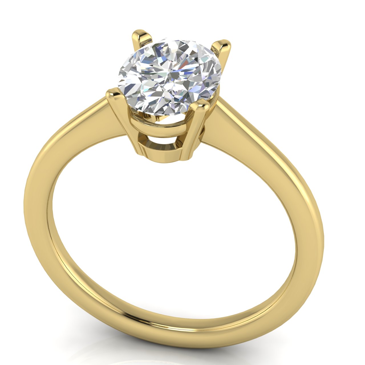 Basket Set Floating Oval Lab Diamond Engagement Ring