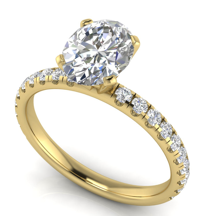 Classic Pave Oval Cut Moissanite Engagement Ring