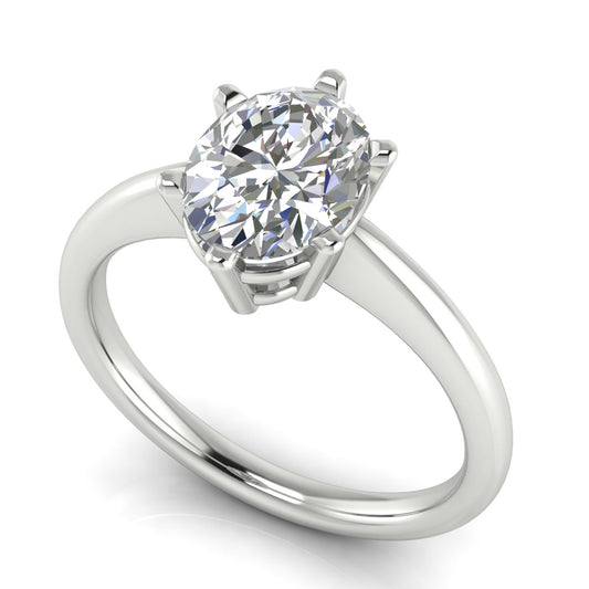 6 Prong Oval Cut Moissanite Solitaire Engagement Ring | LJ-LR133O-M