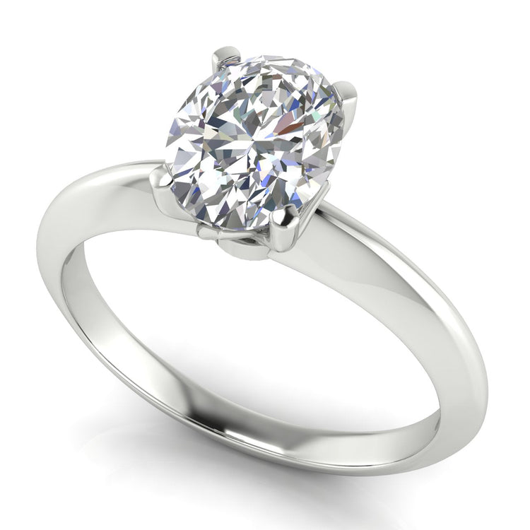 Tulip Prong Oval Cut Lab Diamond Engagement Ring