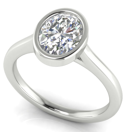 Floating Bezel Oval Lab Diamond Engagement Ring