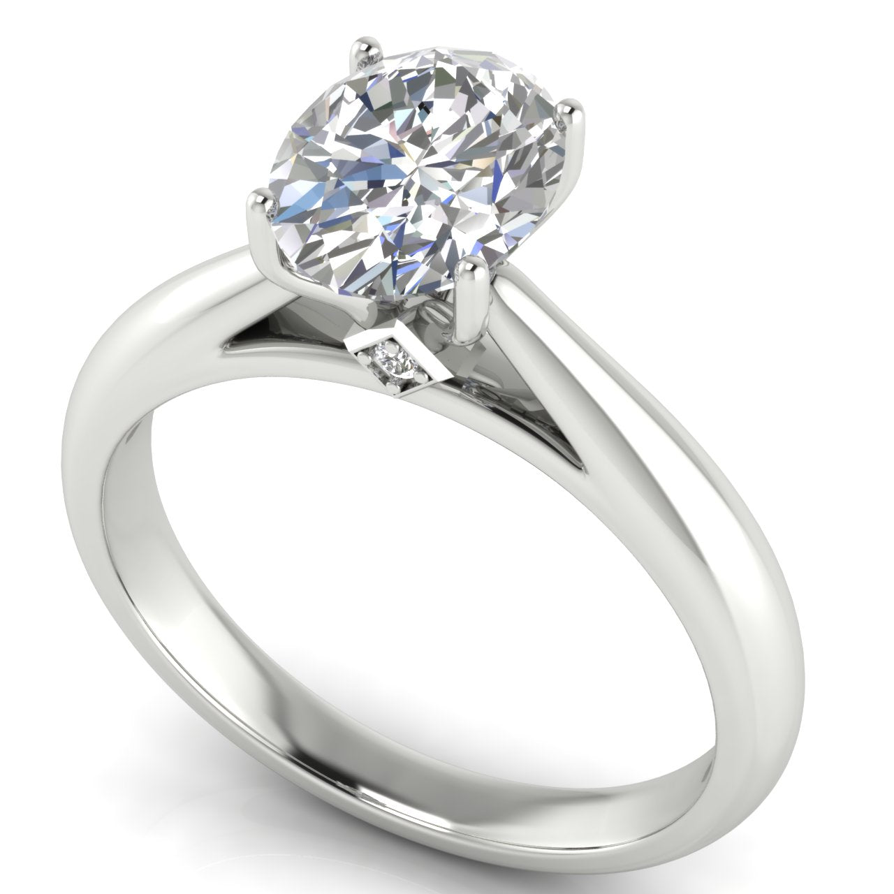 Elegant Hidden Stone Oval Lab Diamond Engagement Ring