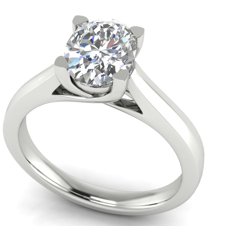 Crossover Cathedral Oval Moissanite Engagement Ring