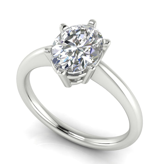 6 Prong Oval Cut Lab Diamond Engagement Ring | LJ-LR133O-LG