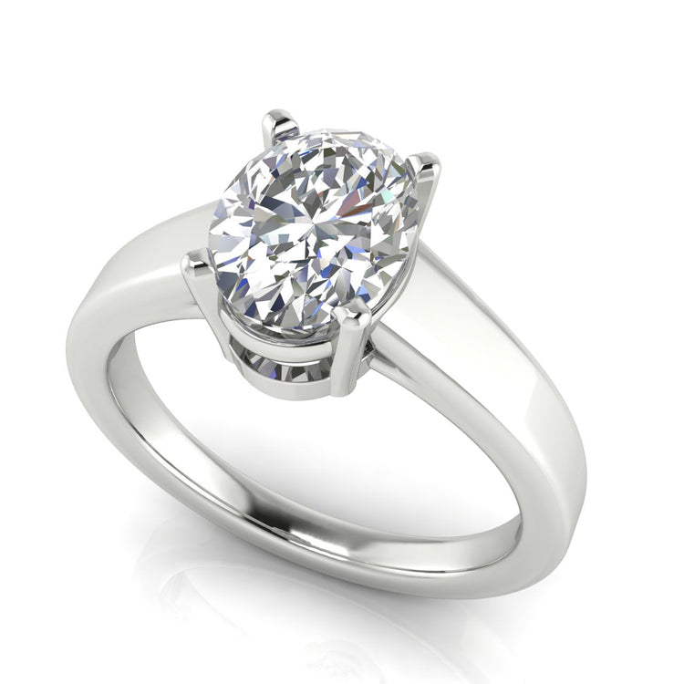 Wide Band Cathedral Oval Lab Diamond Engagement Ring