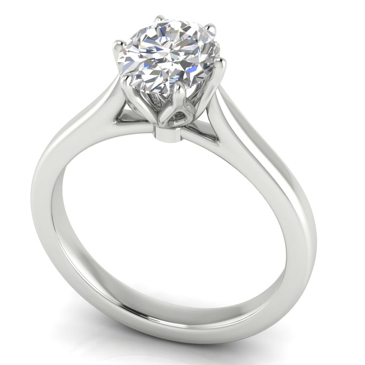 Floral Oval Lab Diamond Engagement Ring