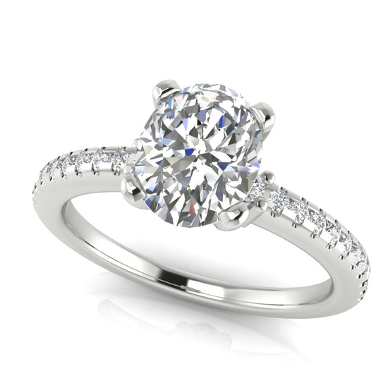 Floating Shoulder Oval Cut Moissanite Engagement Ring