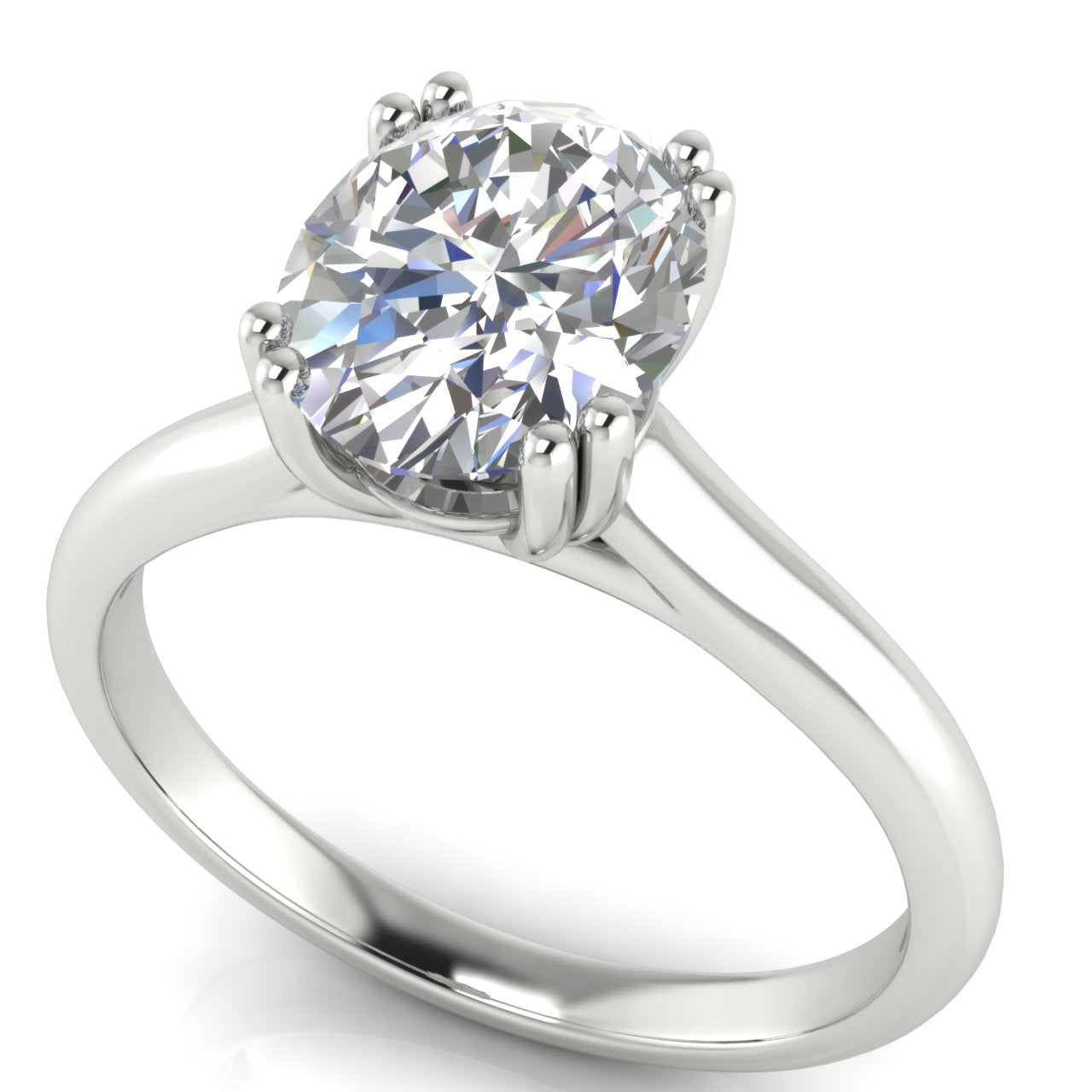 Double Prong Oval Moissanite Engagement Ring