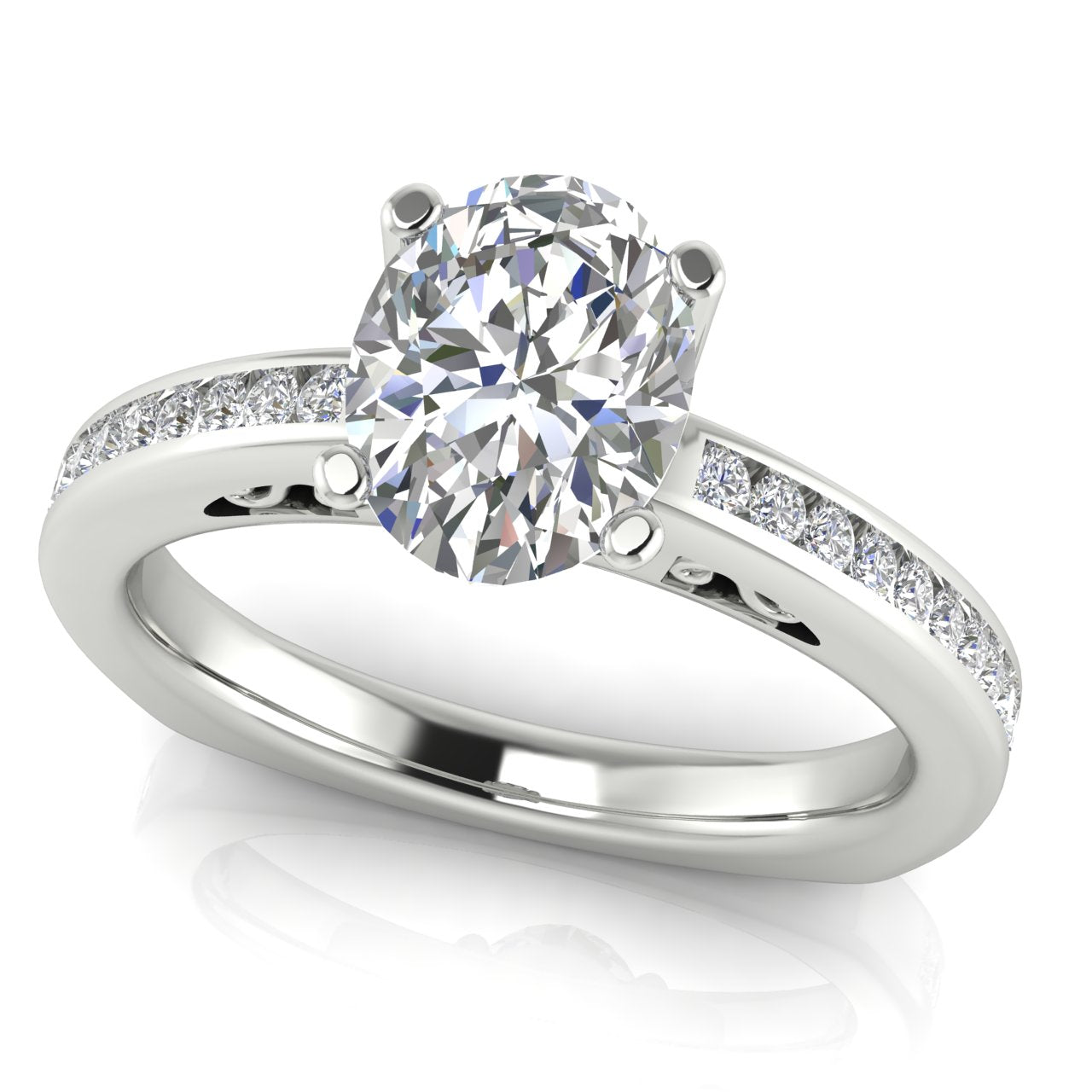 Euro Channel Set Oval Lab Diamond Engagement Ring