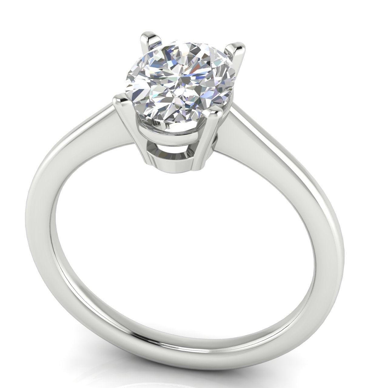 Basket Set Floating Oval Lab Diamond Engagement Ring