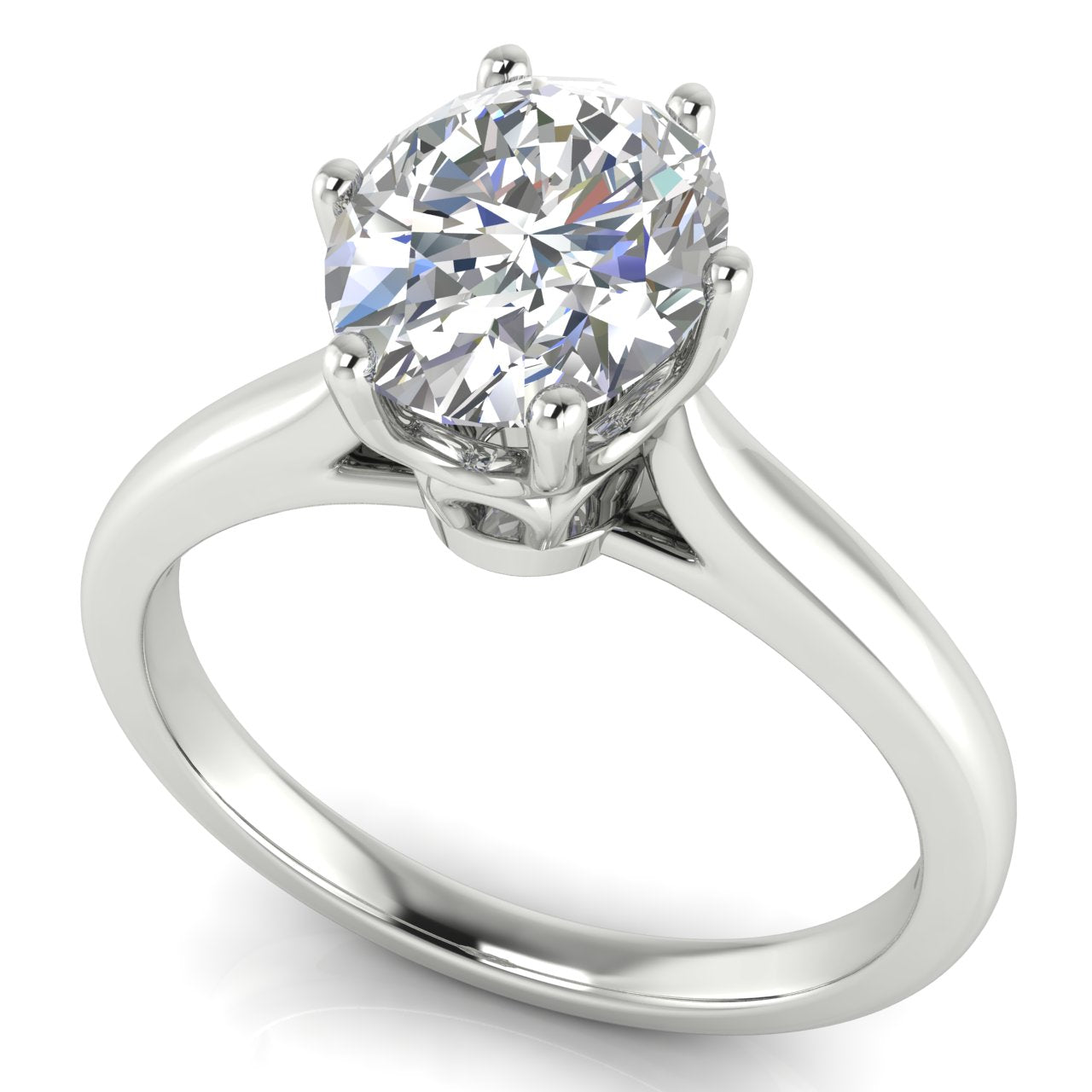 Crown Oval Cut Moissanite Engagement Ring