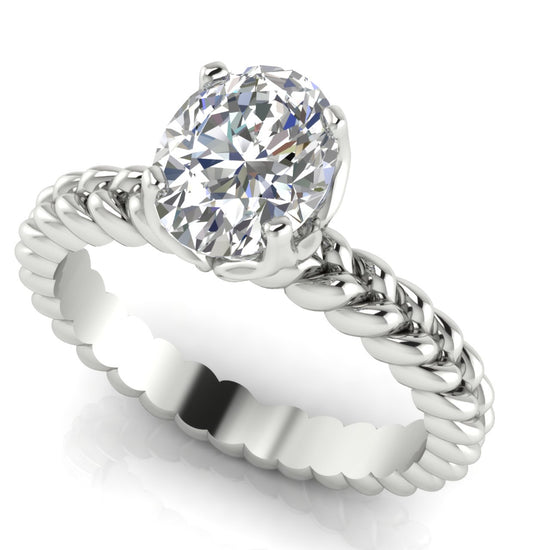 Rope Band Oval Lab Diamond Engagement Ring