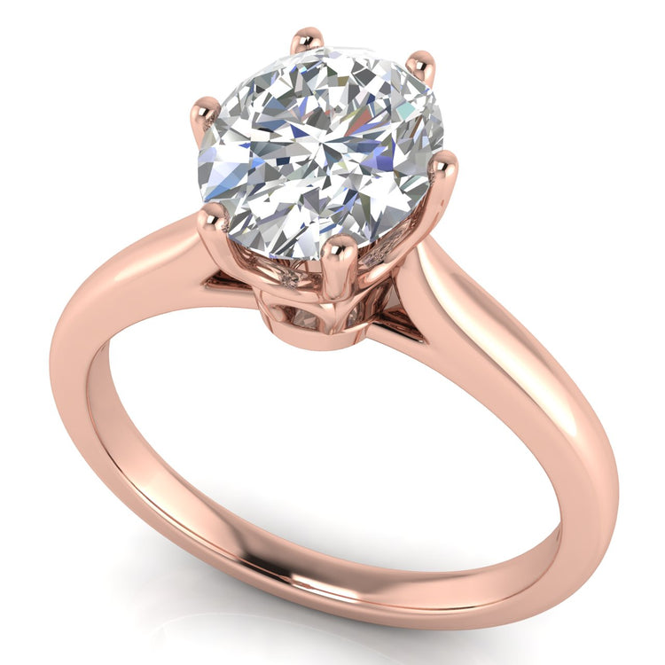 Crown Oval Cut Moissanite Engagement Ring