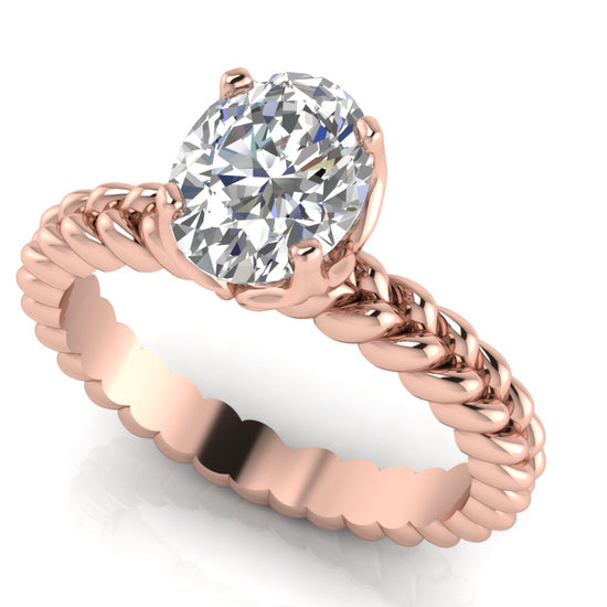 Rope Band Oval Moissanite Engagement Ring