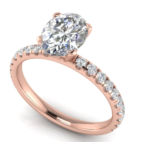 Classic Pave Oval Cut Moissanite Engagement Ring