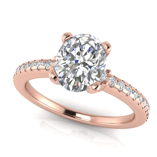 Floating Shoulder Oval Cut Moissanite Engagement Ring