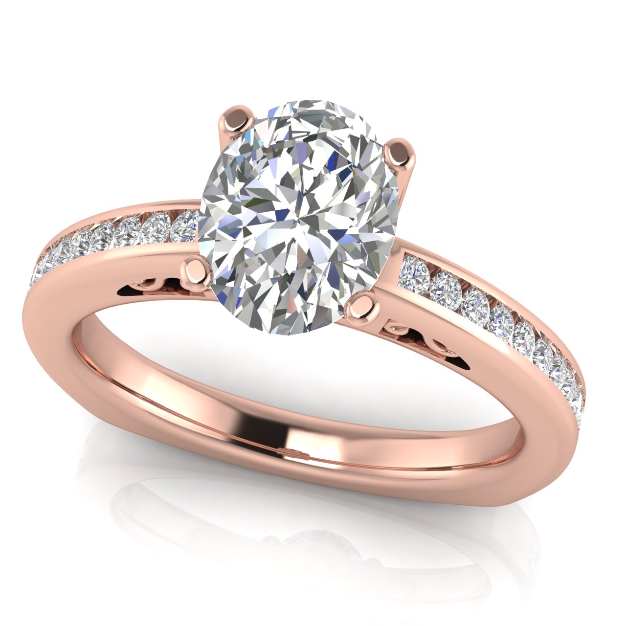 Euro Channel Set Oval Lab Diamond Engagement Ring