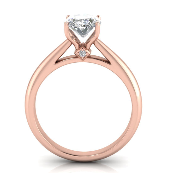 Elegant Hidden Stone Oval Lab Diamond Engagement Ring