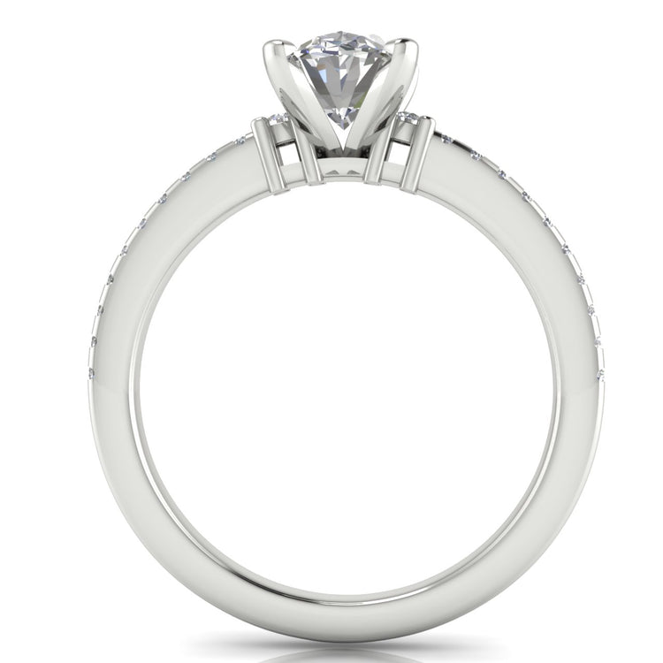 Floating Shoulder Oval Cut Moissanite Engagement Ring