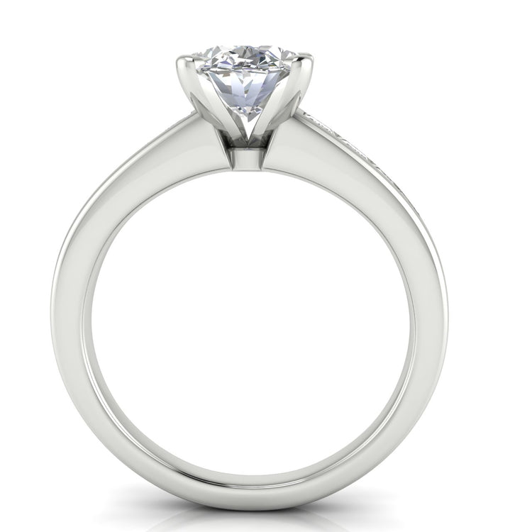 Princess Channel Set Oval Cut Moissanite Engagement Ring