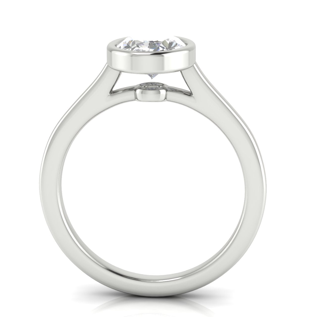 Floating Bezel Oval Lab Diamond Engagement Ring