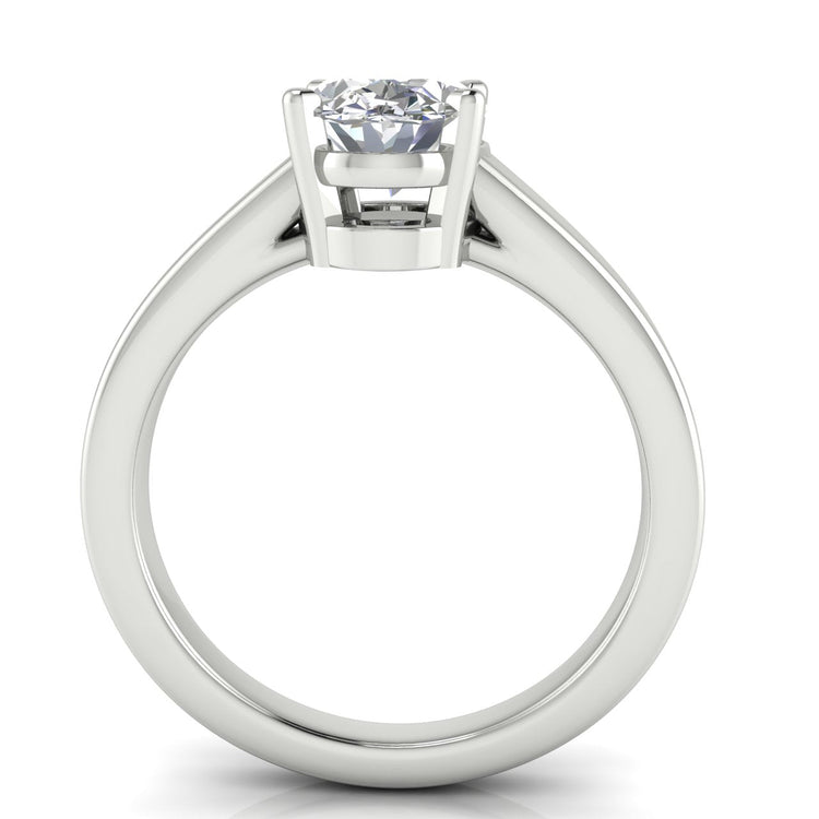 Wide Band Cathedral Oval Lab Diamond Engagement Ring