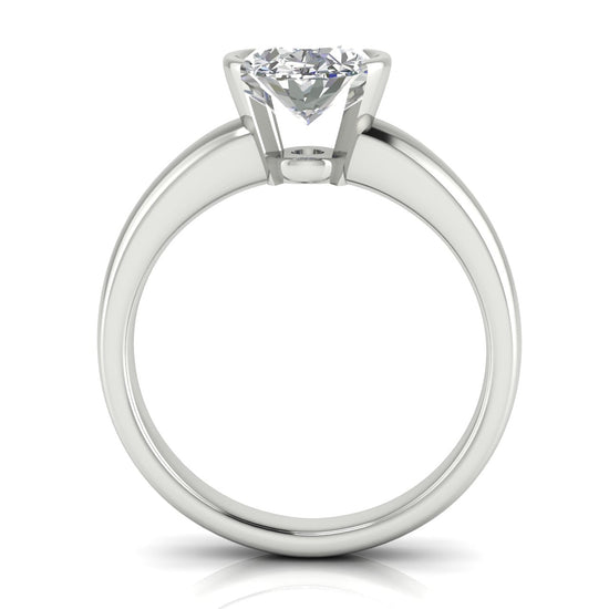 Half Bezel Floating Oval Lab Diamond Engagement Ring