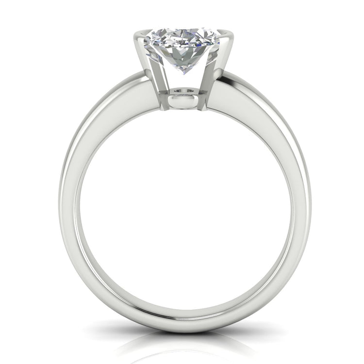 Half Bezel Floating Oval Lab Diamond Engagement Ring