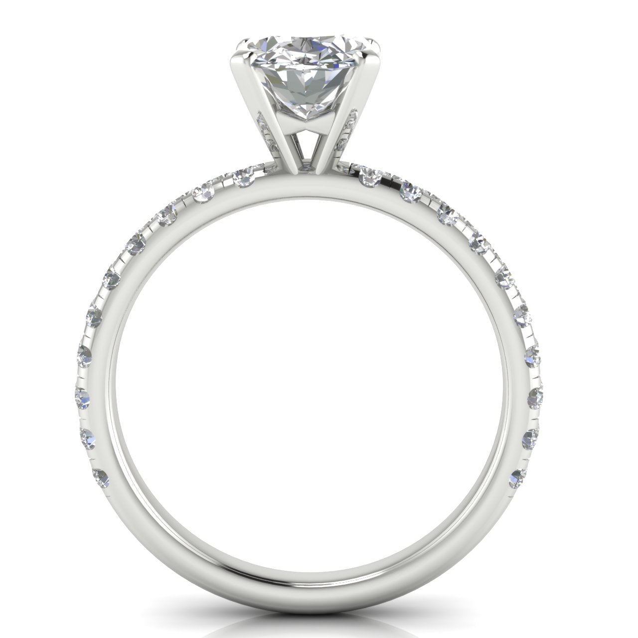 Classic Pave Oval Cut Moissanite Engagement Ring