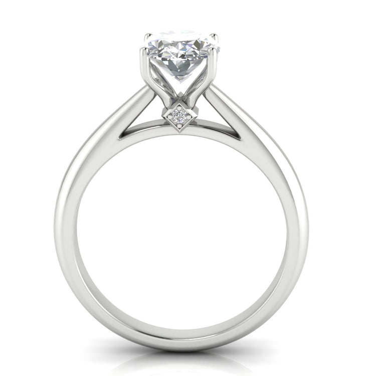 Elegant Hidden Stone Oval Lab Diamond Engagement Ring