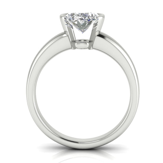 Half Bezel Floating Oval Moissanite Engagement Ring