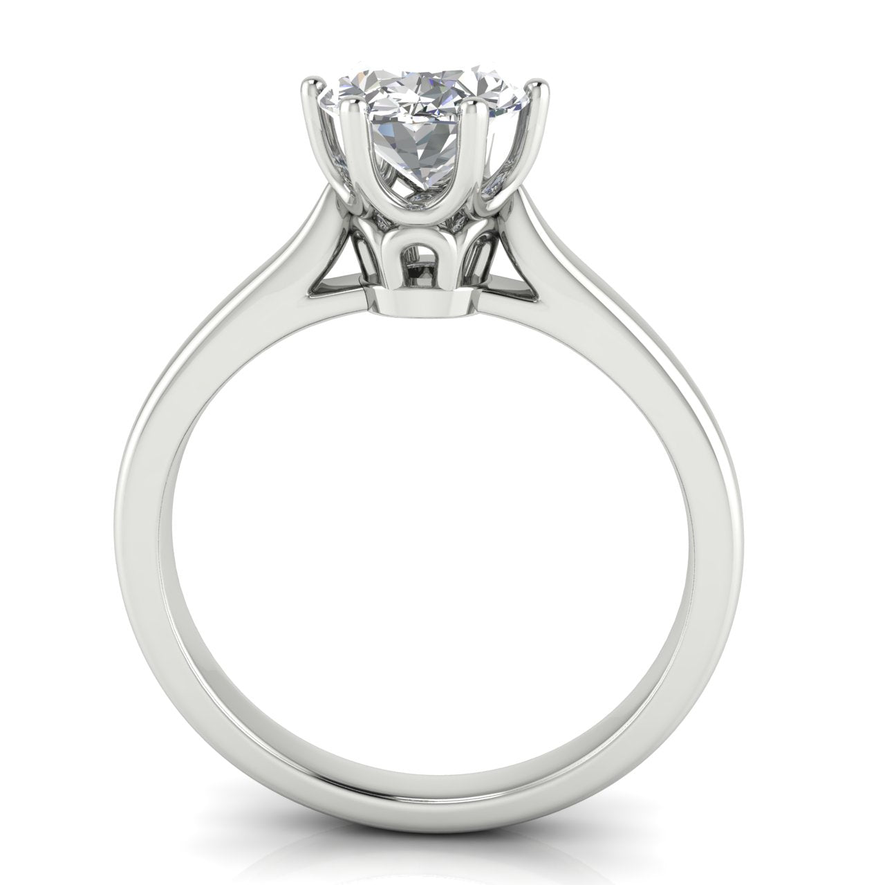 Crown Oval Cut Moissanite Engagement Ring