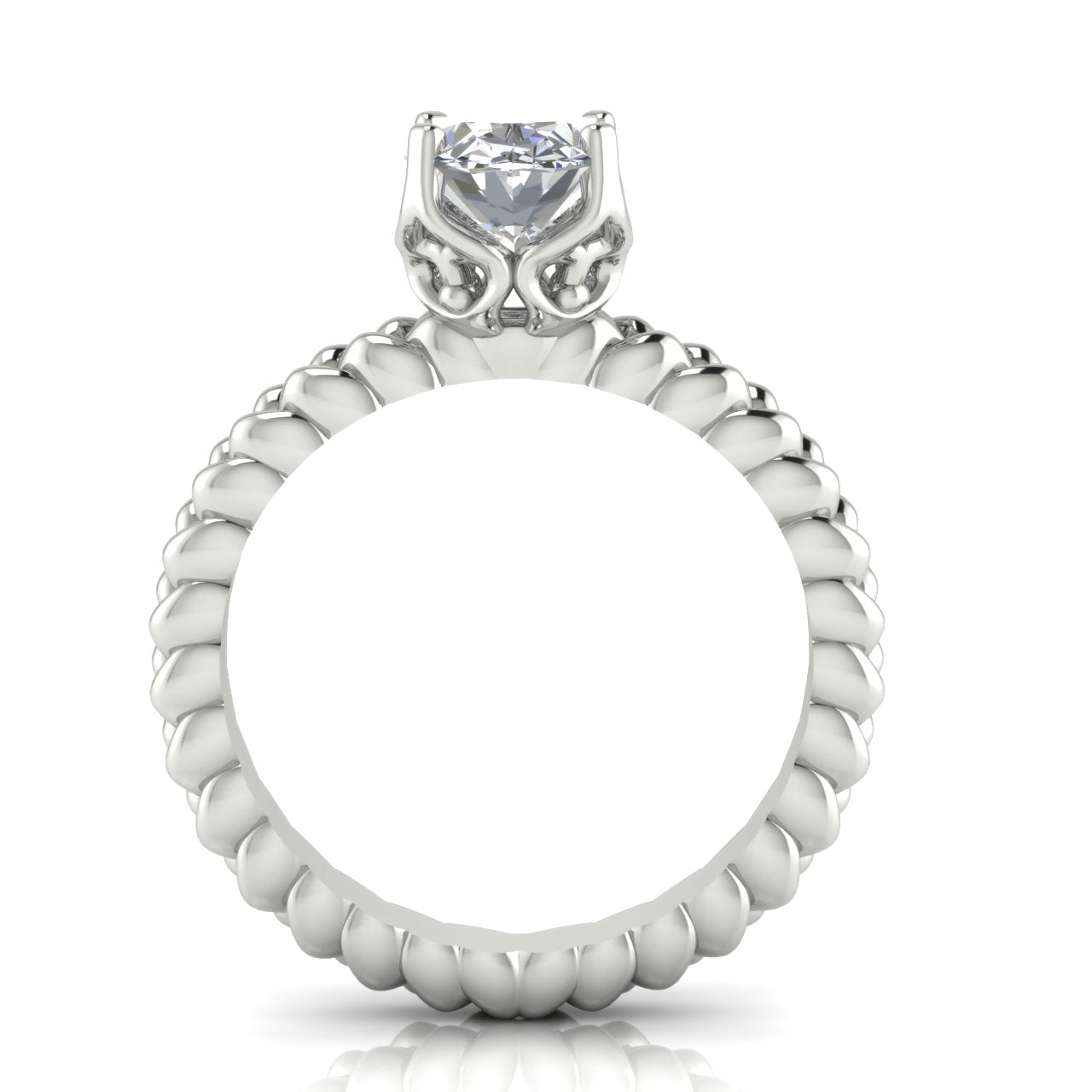 Rope Band Oval Moissanite Engagement Ring