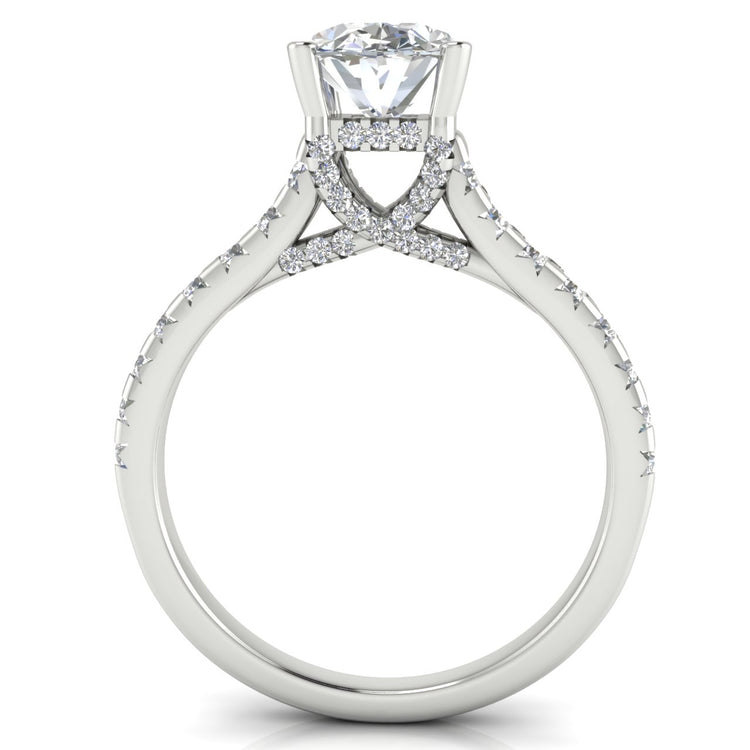 Bridge Pave Oval Cut Moissanite Engagement Ring