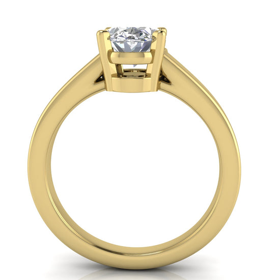 Wide Band Cathedral Oval Lab Diamond Engagement Ring