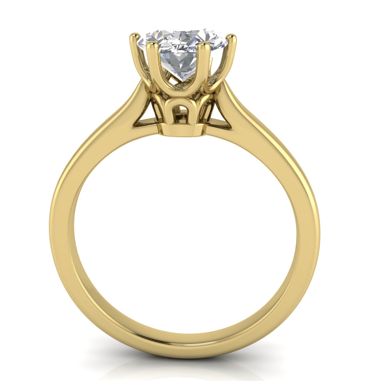 Crown Oval Cut Moissanite Engagement Ring