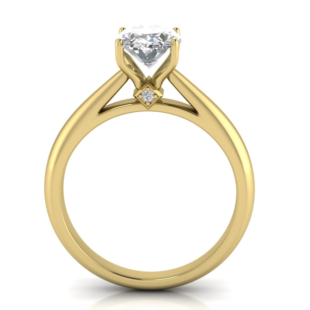 Elegant Hidden Stone Oval Lab Diamond Engagement Ring